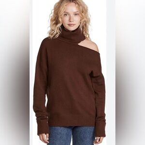 Paige Raundi Brown Off-Shoulder Turtleneck Sweater Small